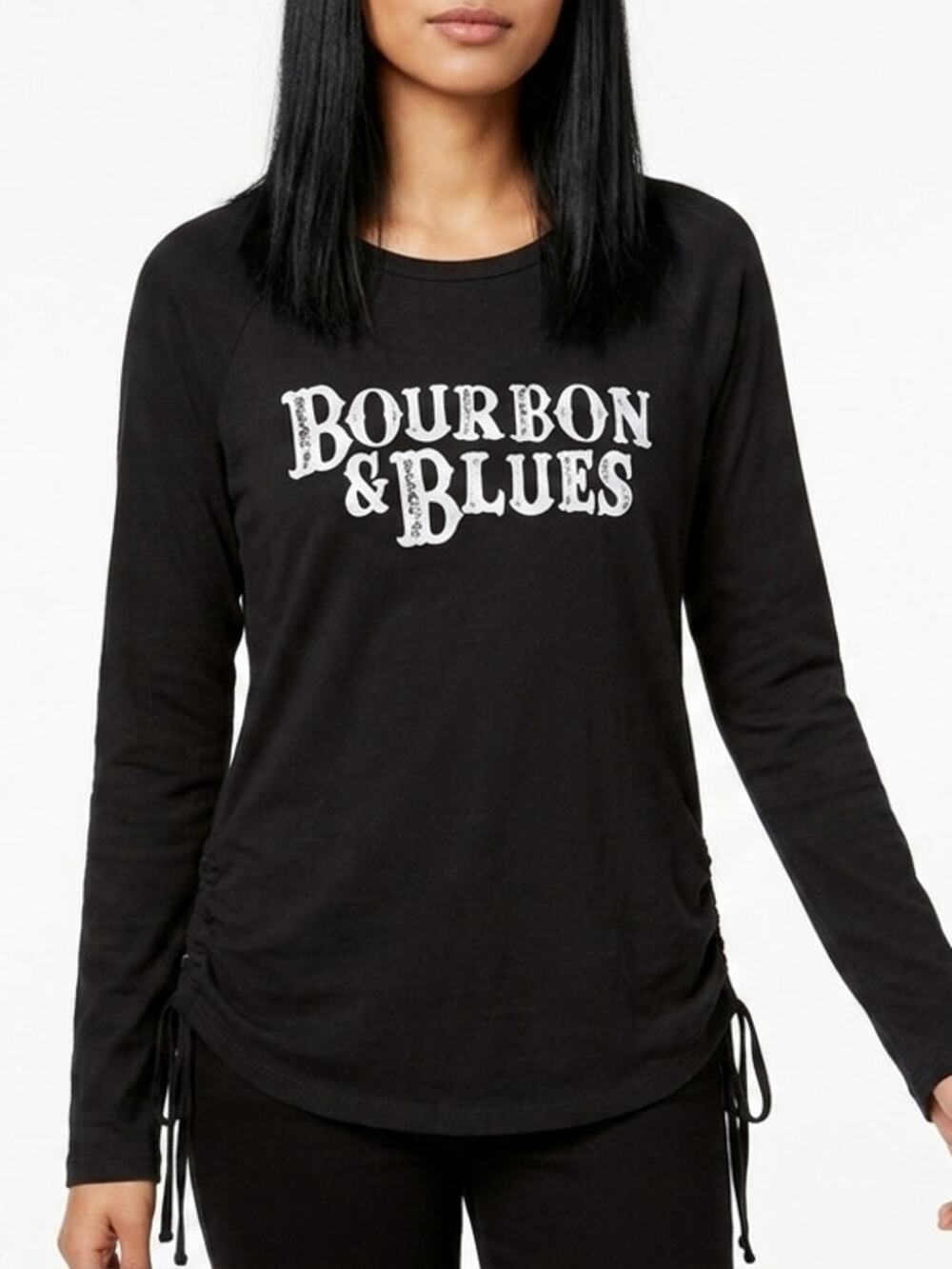Rock & Roll Cowgirl Black Bourbon Blues Graphic T-Shirt Women Size S